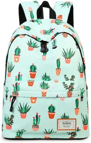 🎒 BloomPack™ Cactus Print Backpack – Women's & Girls' Leisure School Bag