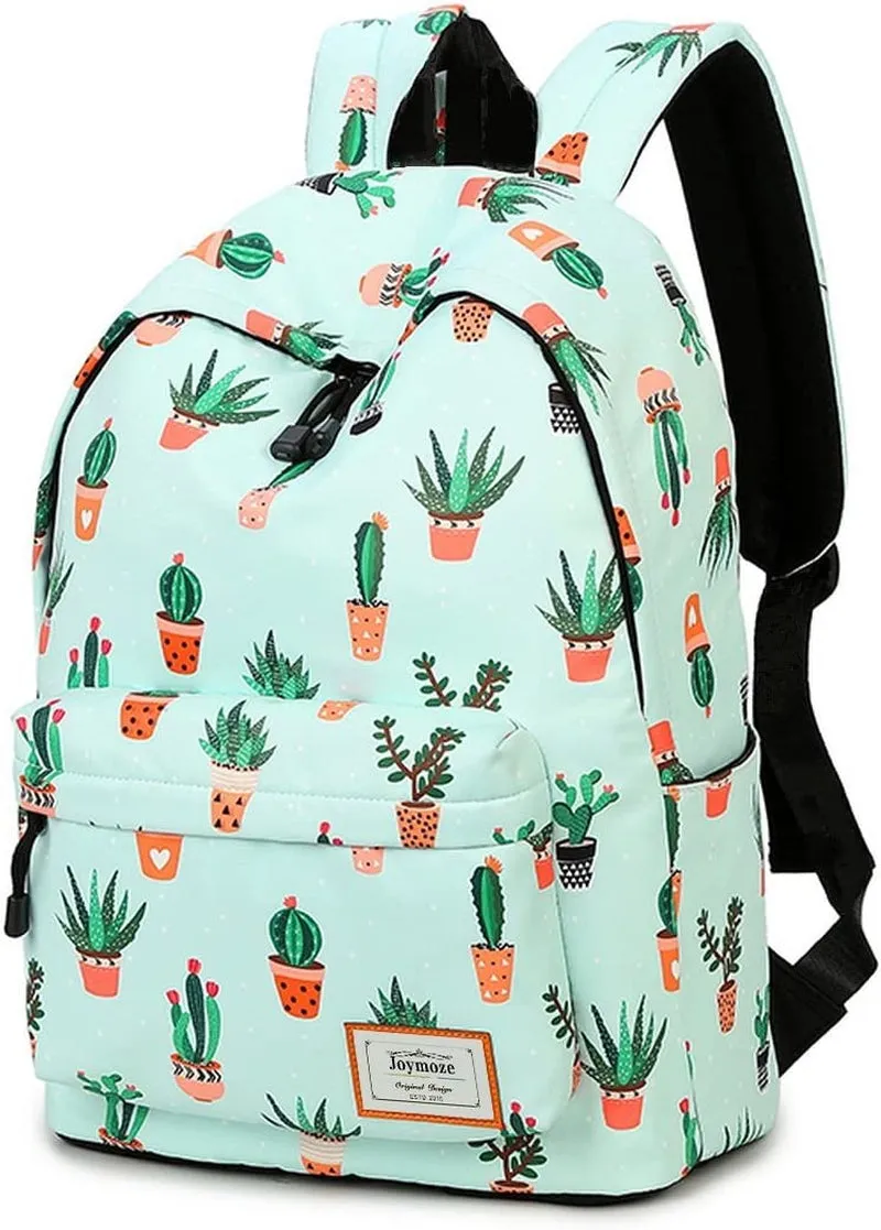🎒 BloomPack™ Cactus Print Backpack – Women's & Girls' Leisure School Bag