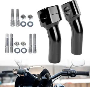 1 inch Handlebar Riser Clamp Round, 4 inch Height Increase Motorcycle Pullback Handlebar Universal Accessories Compatible with Harley Dyna Softail Honda Kawasaki Vulcan Suzuki Yamaha (Black)