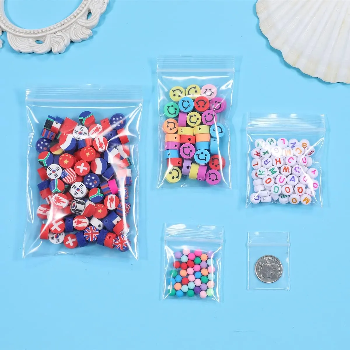 100 PCS 7" x 9" Thick 2.4 Mil Clear Zip Poly Bags Plastic Reclosable Zip Seal Lock Bags Photo Cards Snacks Seeds Zipper Bag
