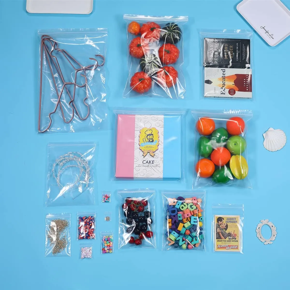 100 PCS 7" x 9" Thick 2.4 Mil Clear Zip Poly Bags Plastic Reclosable Zip Seal Lock Bags Photo Cards Snacks Seeds Zipper Bag