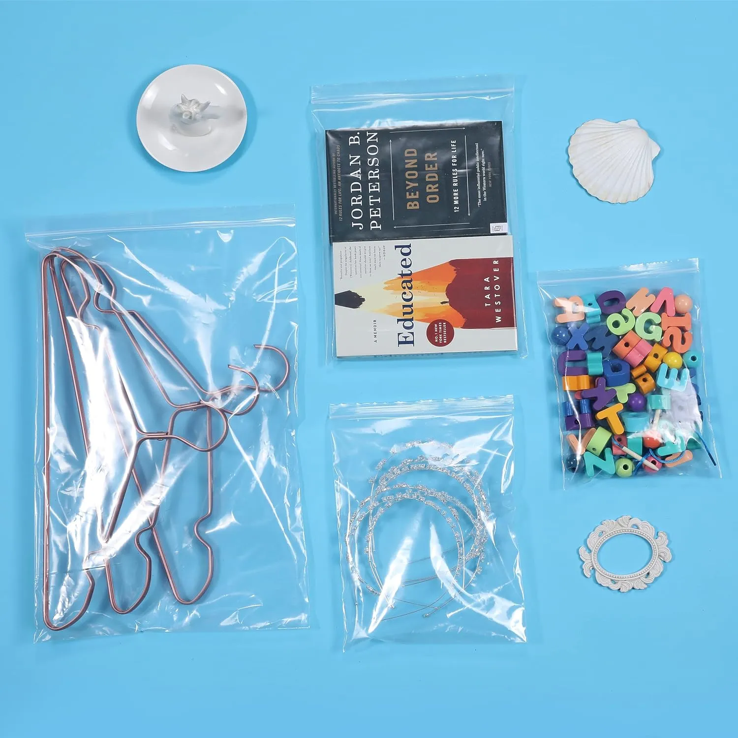 100 PCS 7" x 9" Thick 2.4 Mil Clear Zip Poly Bags Plastic Reclosable Zip Seal Lock Bags Photo Cards Snacks Seeds Zipper Bag