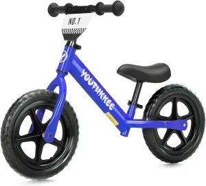 12 Inch Toddler Balance Bike for 2-5 Year Olds, No-Pedal Bike with Tool-Free Adjustable Seat, Quick Assembly, Gift for 2-3 Year Old Boys & Girls with Customizable Plate