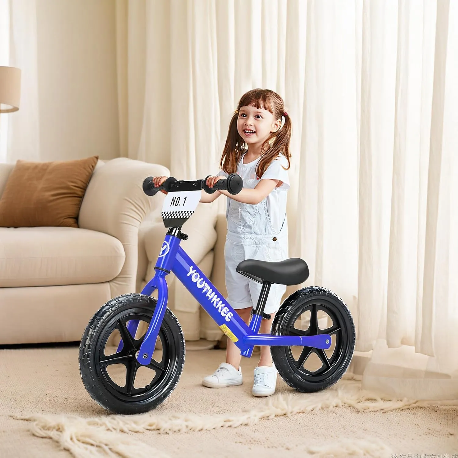 12 Inch Toddler Balance Bike for 2-5 Year Olds, No-Pedal Bike with Tool-Free Adjustable Seat, Quick Assembly, Gift for 2-3 Year Old Boys & Girls with Customizable Plate