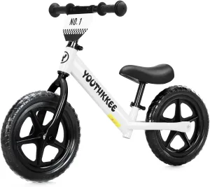 12 Inch Toddler Balance Bike for 2-5 Year Olds, No-Pedal Bike with Tool-Free Adjustable Seat, Quick Assembly, Gift for 2-3 Year Old Boys & Girls with Customizable Plate