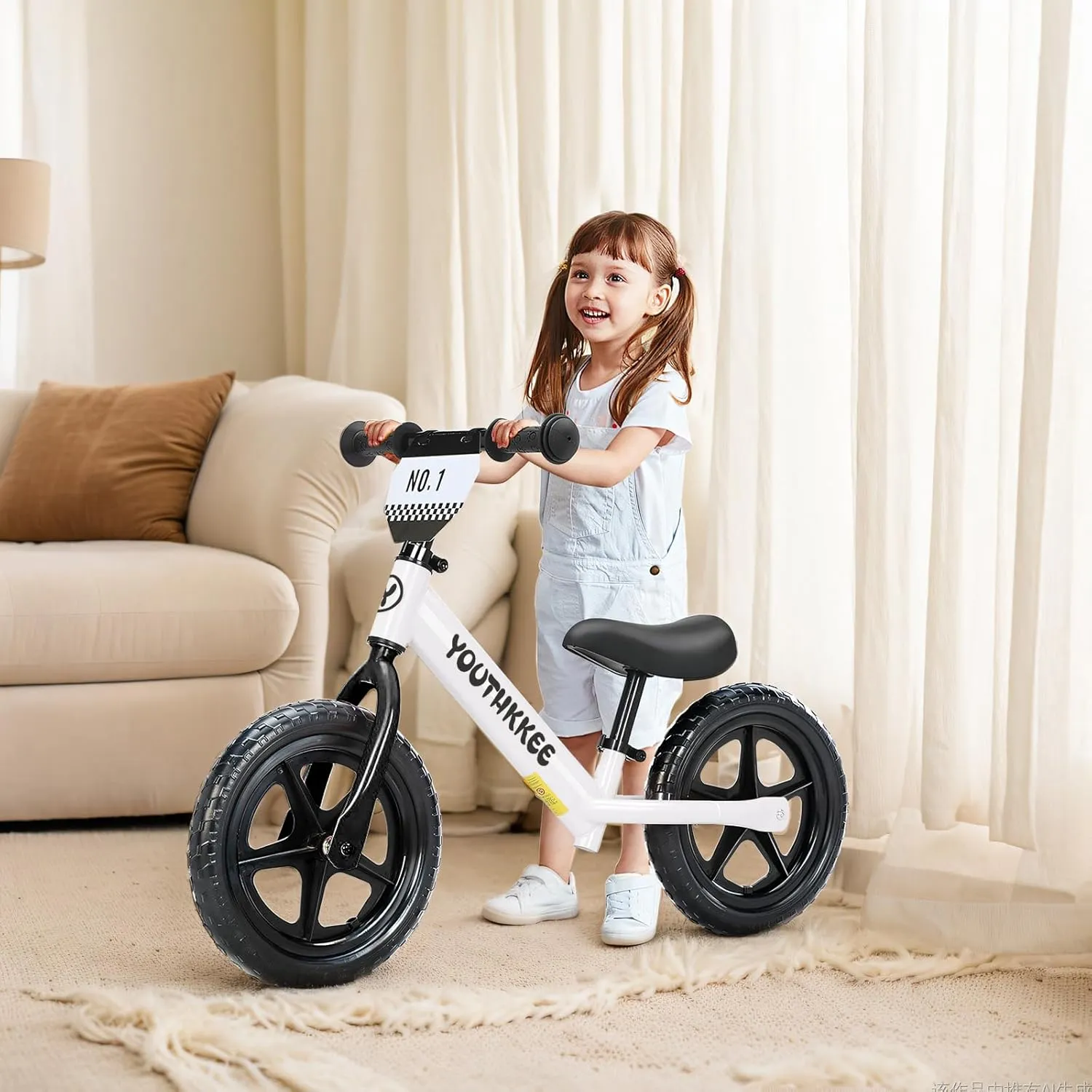 12 Inch Toddler Balance Bike for 2-5 Year Olds, No-Pedal Bike with Tool-Free Adjustable Seat, Quick Assembly, Gift for 2-3 Year Old Boys & Girls with Customizable Plate