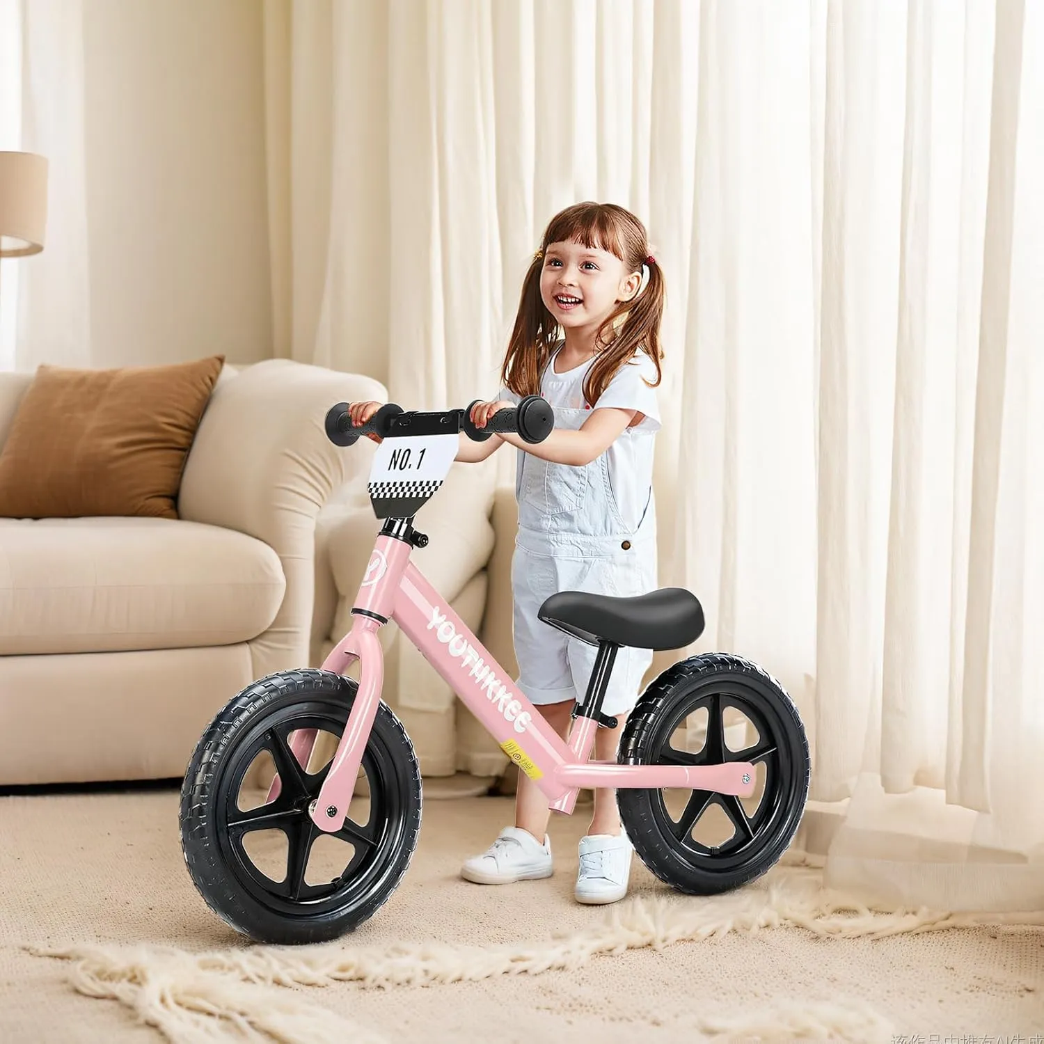 12 Inch Toddler Balance Bike for 2-5 Year Olds, No-Pedal Bike with Tool-Free Adjustable Seat, Quick Assembly, Gift for 2-3 Year Old Boys & Girls with Customizable Plate