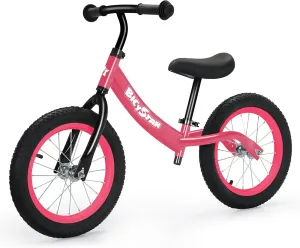 14 Inch Balance Bike for Kids 3-7 Year Old, Kids Bike with No Pedals, Air Rubber Tires, Adjustable Height, Foot Rest, Pedalless Kids Bicycle Boys, Girls