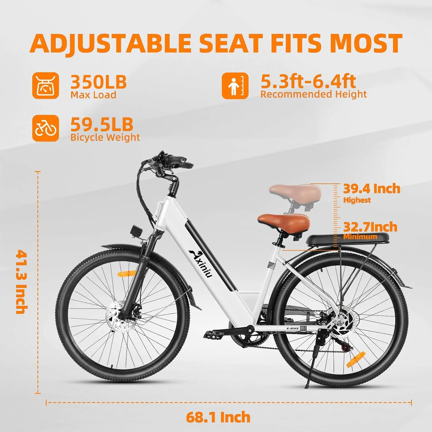 19.2Ah 100Miles Electric Bike for Adults, 26 Inch Step Through Electric Bike, 48V / 36V UL Removable Battery Peak 1000W / 1200W, 22Mph 28Mph Commuter Women Ebike Long Range Bicycles Beach Snow