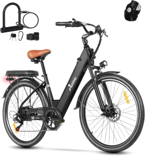 19.2Ah 100Miles Electric Bike for Adults, 26 Inch Step Through Electric Bike, 48V / 36V UL Removable Battery Peak 1000W / 1200W, 22Mph 28Mph Commuter Women Ebike Long Range Bicycles Beach Snow