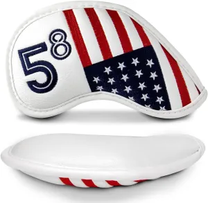 1pc Golf Wedge Cover or Set US Flag Iron Wedge Head Covers 52 56 60 Wedge Covers, PU Leather Golf Iron Covers Head Covers for Men Golfers