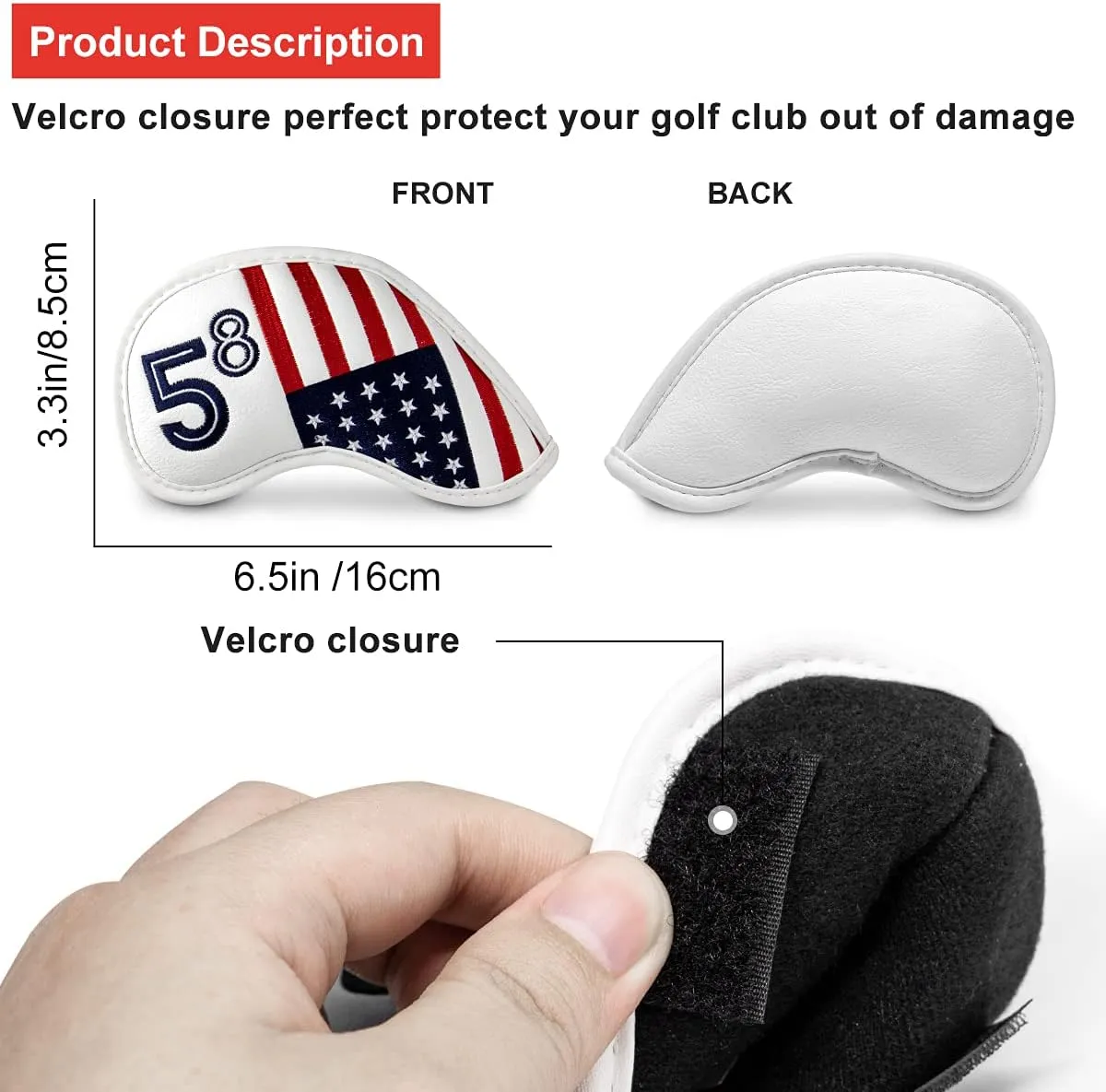 1pc Golf Wedge Cover or Set US Flag Iron Wedge Head Covers 52 56 60 Wedge Covers, PU Leather Golf Iron Covers Head Covers for Men Golfers