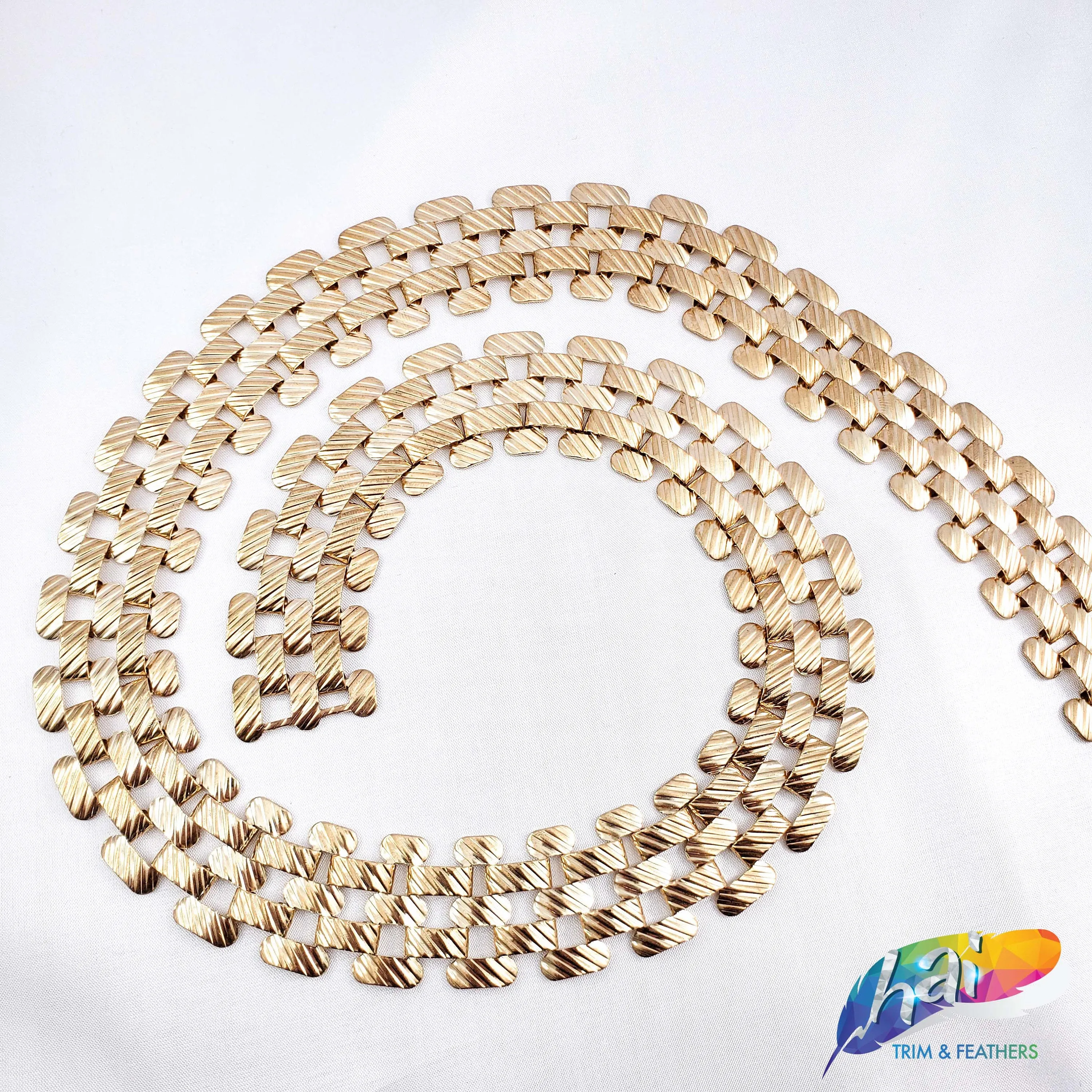 1" Gold Metal Striped Checkered Chain, CH-122