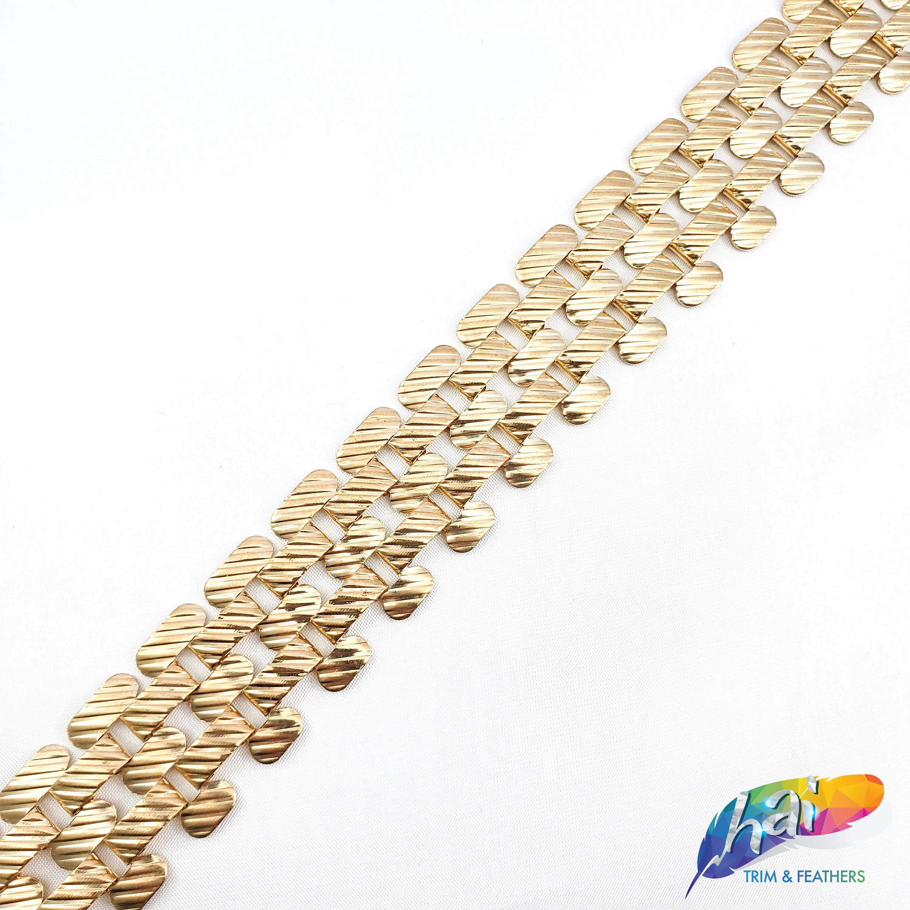 1" Gold Metal Striped Checkered Chain, CH-122