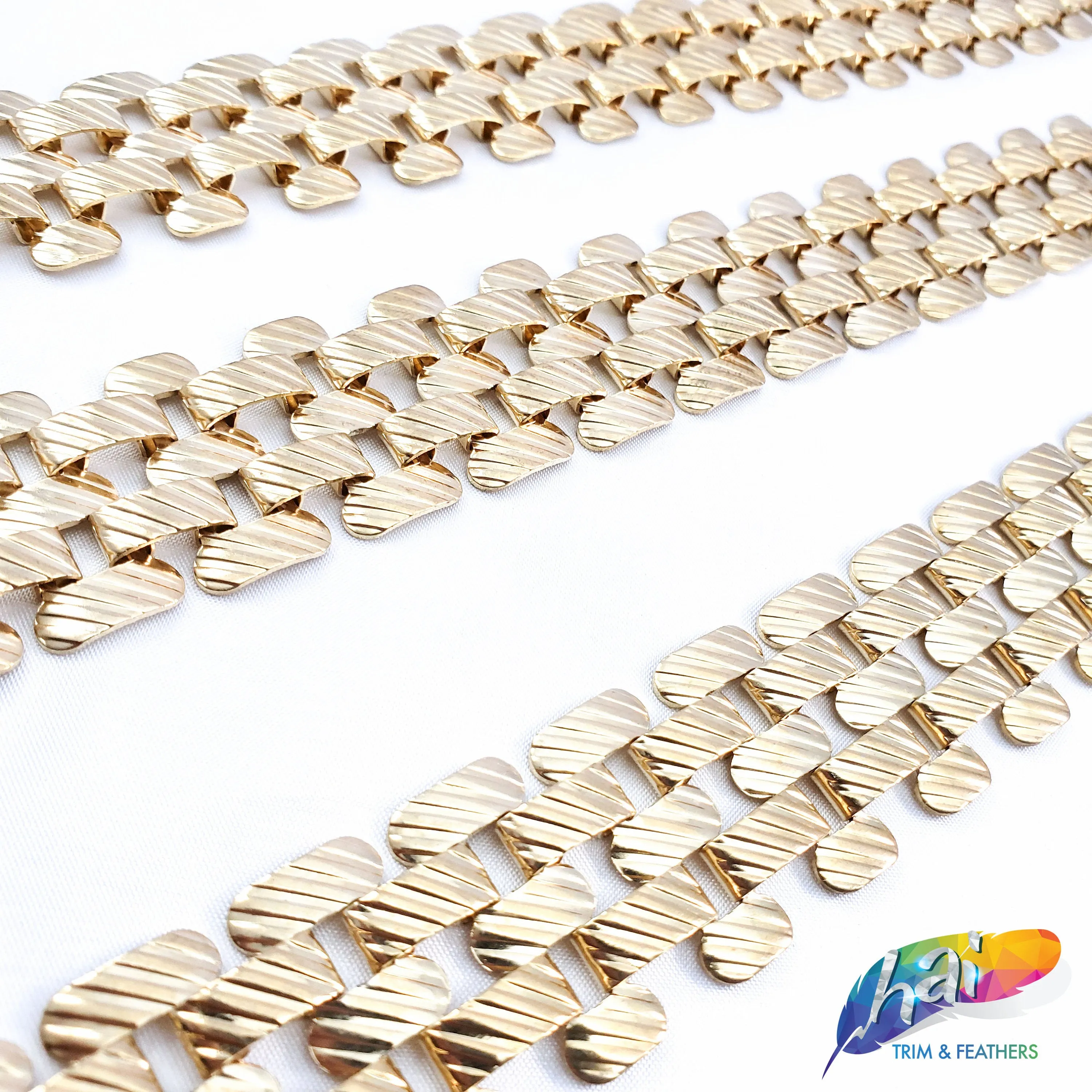 1" Gold Metal Striped Checkered Chain, CH-122