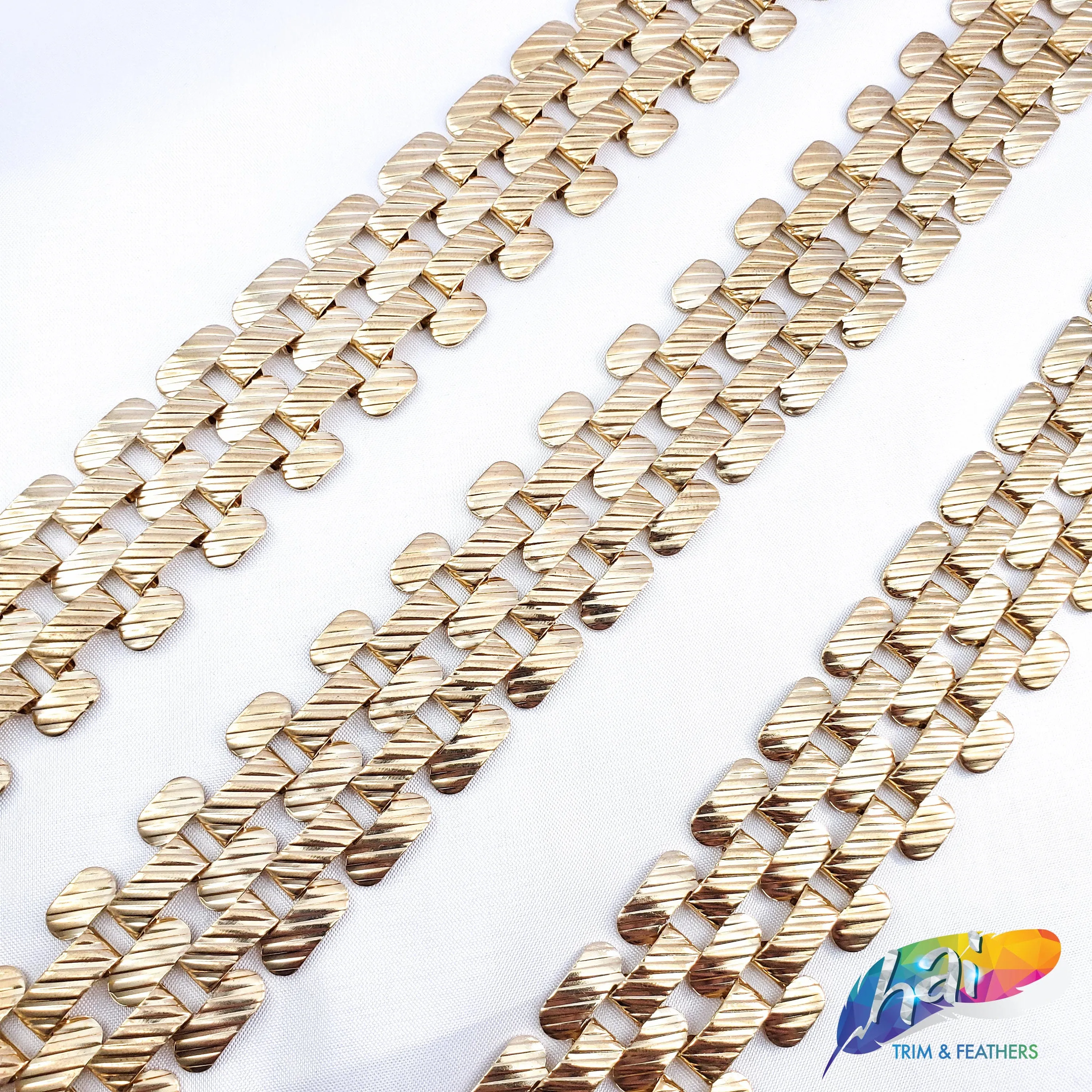 1" Gold Metal Striped Checkered Chain, CH-122