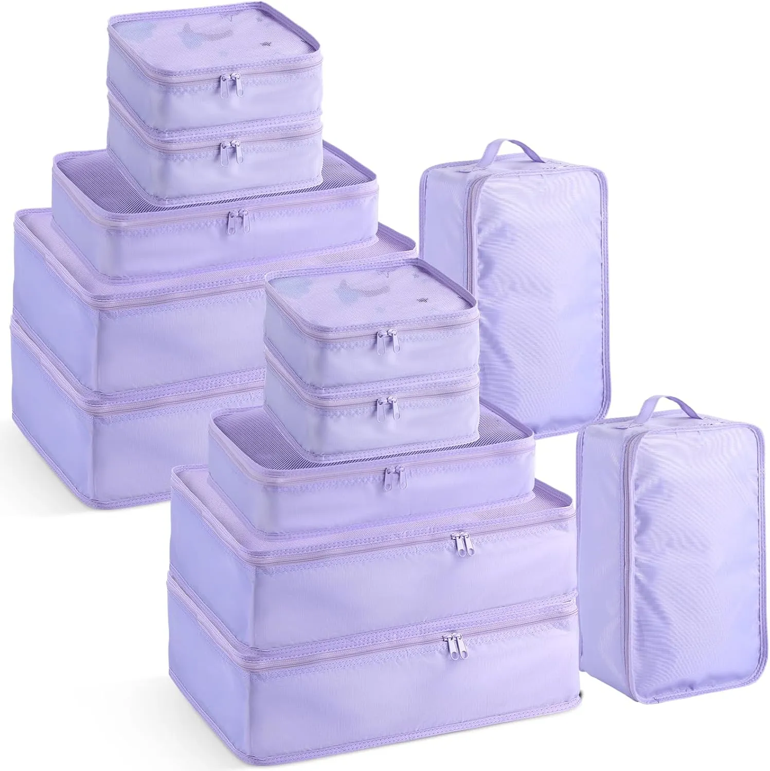 2 Packs 6 Set Travel Packing Cubes Luggage Organizer Set Lightweight Suitcase Organizer Bags with Shoe Bag Travel Packing Organizers for Clothes Cosmetic Toiletries Travel Accessories