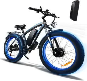 2000W Electric Bike with TWO20Ah Removable Battery26×4“Fat Tire Ebike for Adults 35MPH80-120Miles Electric Bicycles with Sha-Ma-no21Speed Lockable Front Suspension Hydraulic Disc Brake (Blue)
