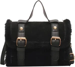 2024 Women's Winter Furry Plush Velvet Small Square Handbag French Style Crossbody Purse Shoulder Bag for Women Girls