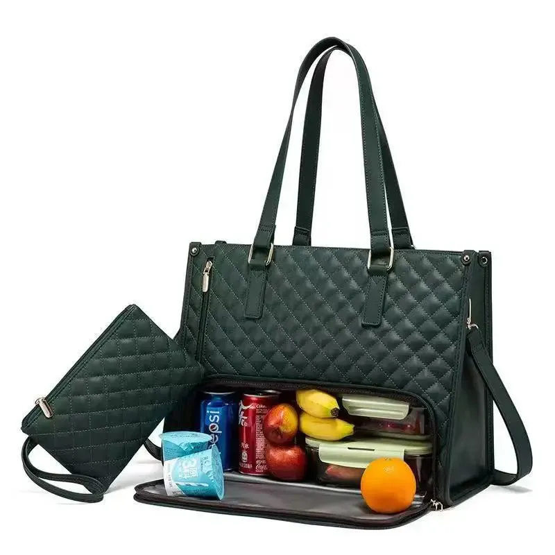 2025 New Portable Lunch Tote Bag Set Women Multi Purpose Insulated Lunch Handbags With Makeup Bag Waterproof Travel Shoulder Bag