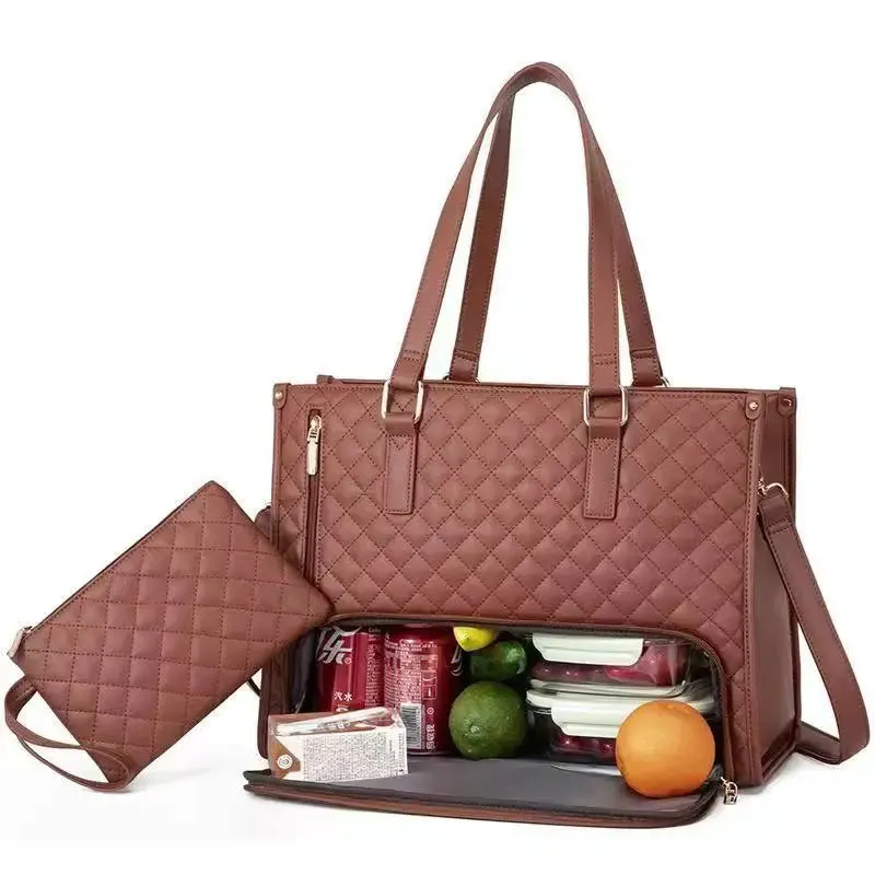 2025 New Portable Lunch Tote Bag Set Women Multi Purpose Insulated Lunch Handbags With Makeup Bag Waterproof Travel Shoulder Bag