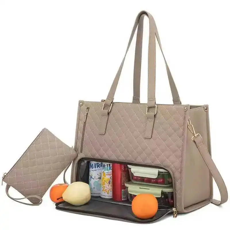 2025 New Portable Lunch Tote Bag Set Women Multi Purpose Insulated Lunch Handbags With Makeup Bag Waterproof Travel Shoulder Bag