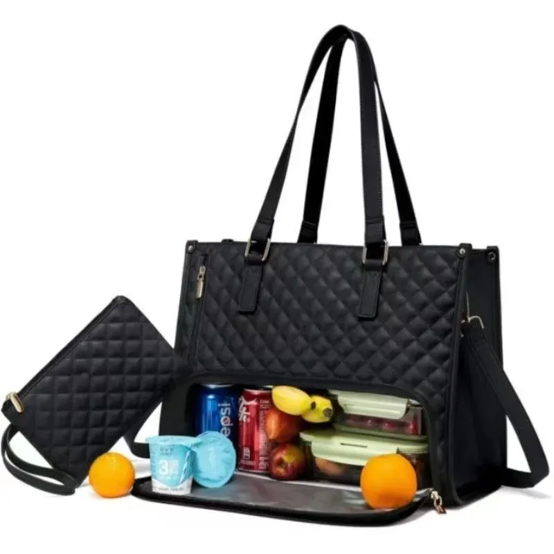 2025 New Portable Lunch Tote Bag Set Women Multi Purpose Insulated Lunch Handbags With Makeup Bag Waterproof Travel Shoulder Bag