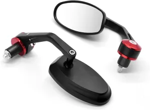 22mm Motorcycle Mirror Handlebar End Side Mirror for Yamaha XT250 Tricker DT230 DT 125 230 for Kawasaki (Color : Red)