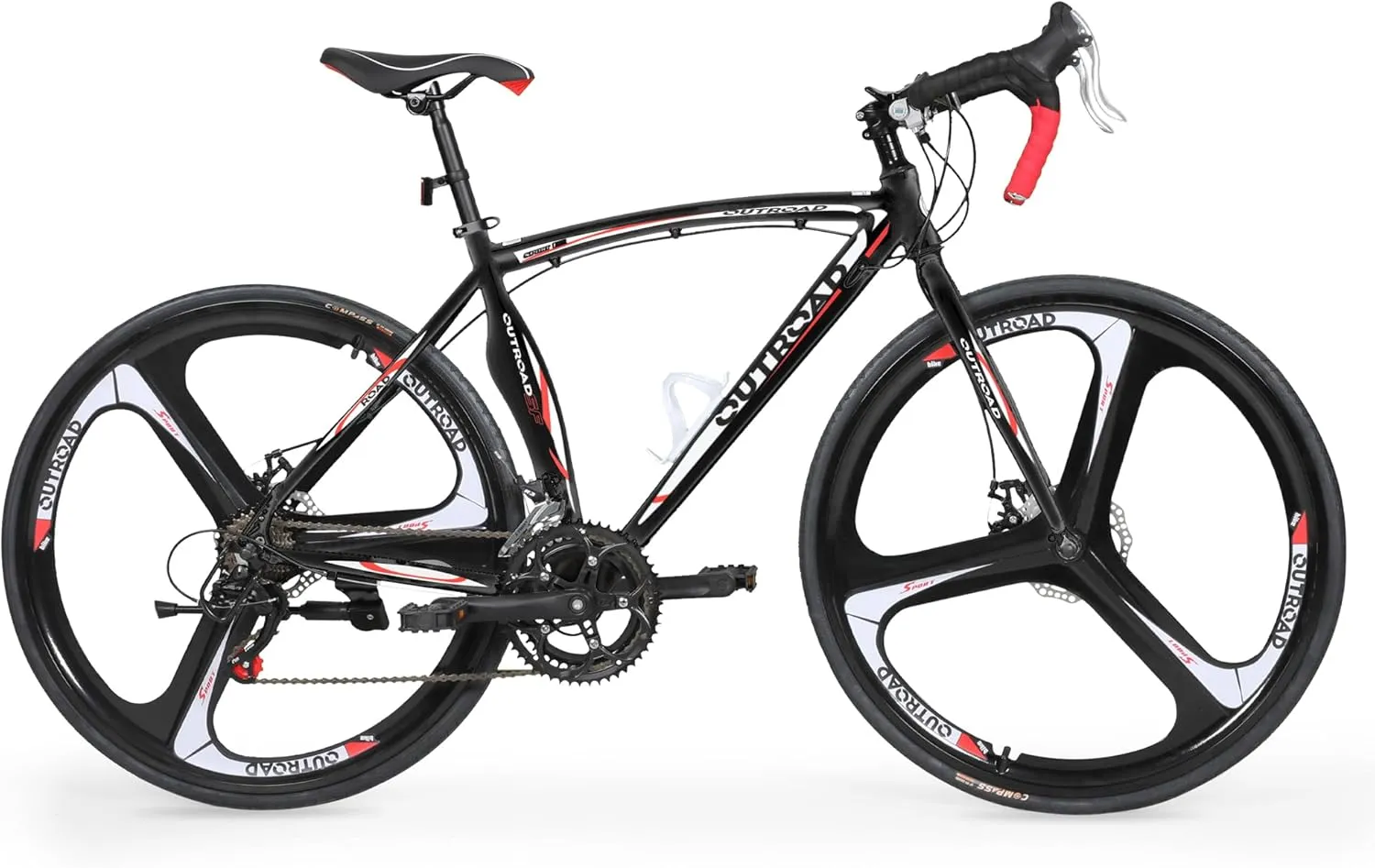 26" Road Bike with Light Aluminum Alloy Frame, 700C Wheel Commuter Bicycle with Dual Disc/V Brakes for Men and Women, 14-21 Speed Adult Faster Racing Bike (Black, Red, Blue, White)