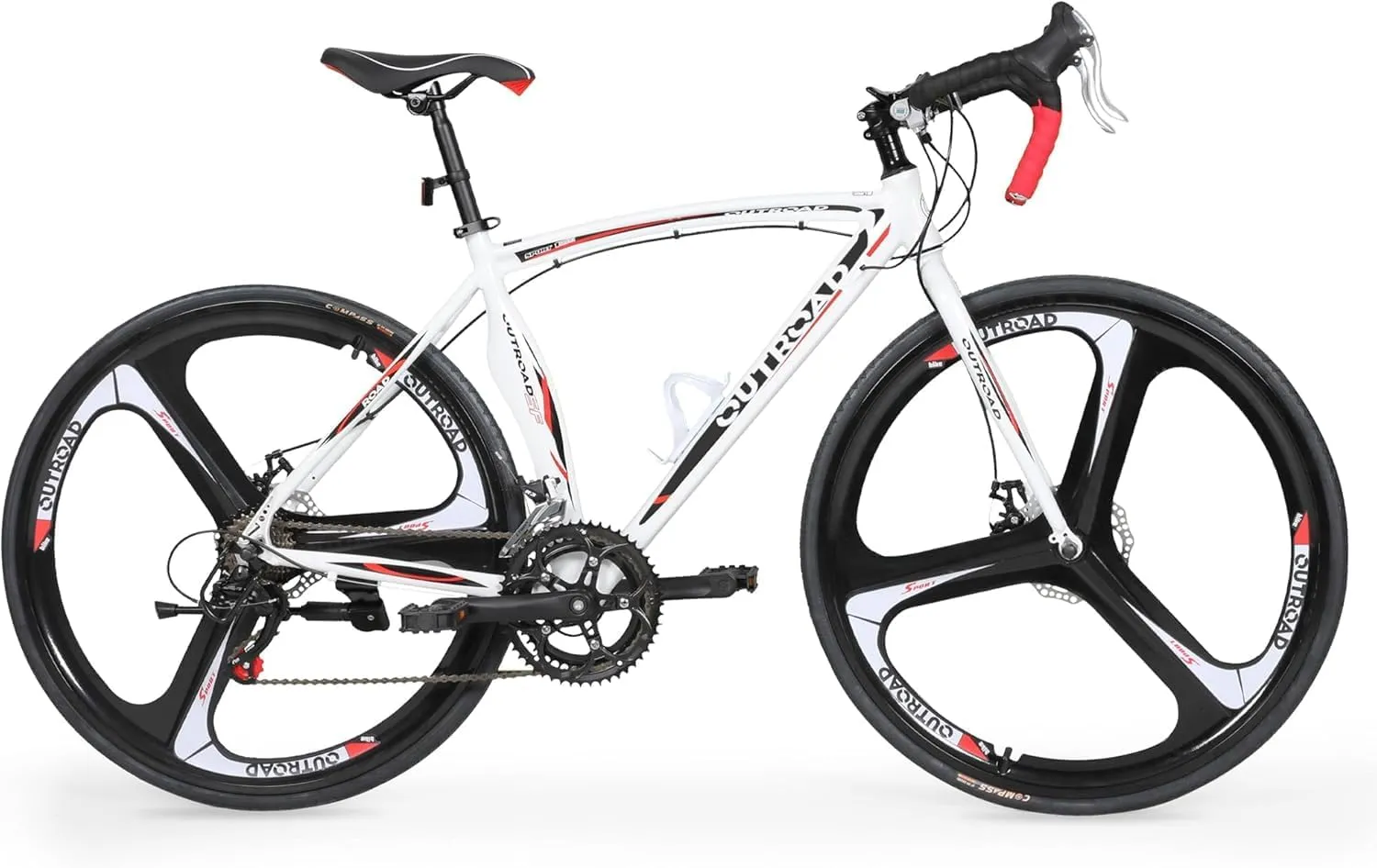 26" Road Bike with Light Aluminum Alloy Frame, 700C Wheel Commuter Bicycle with Dual Disc/V Brakes for Men and Women, 14-21 Speed Adult Faster Racing Bike (Black, Red, Blue, White)