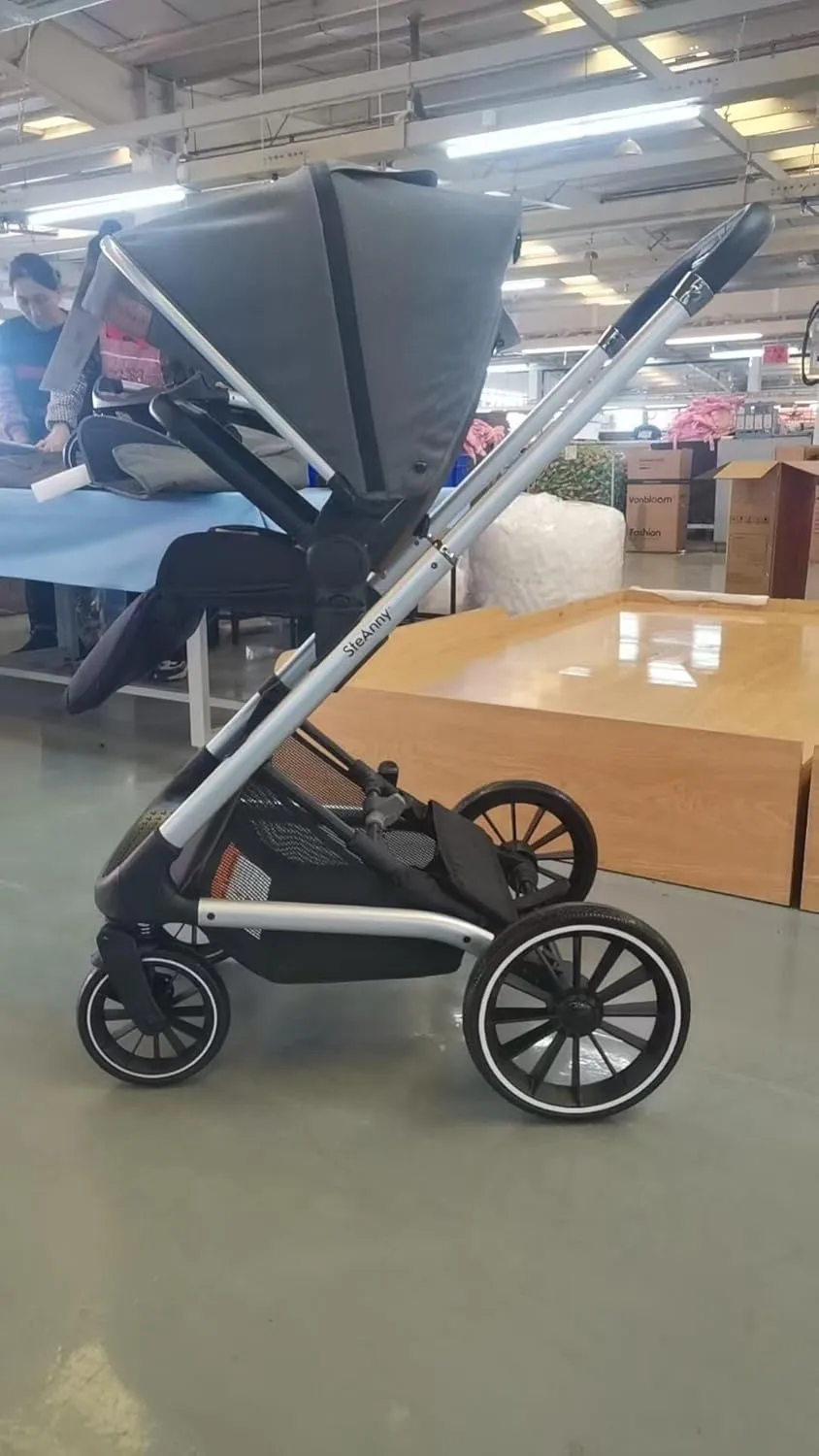 2in1 Baby Stroller,Reversible Seat Stroller,High Land-Scape Portable Foldable Standard Pram with Bassinet Model,Oversized Wheels Luxury Travel Baby Carriage Suit Toddler, Infant (Gray)