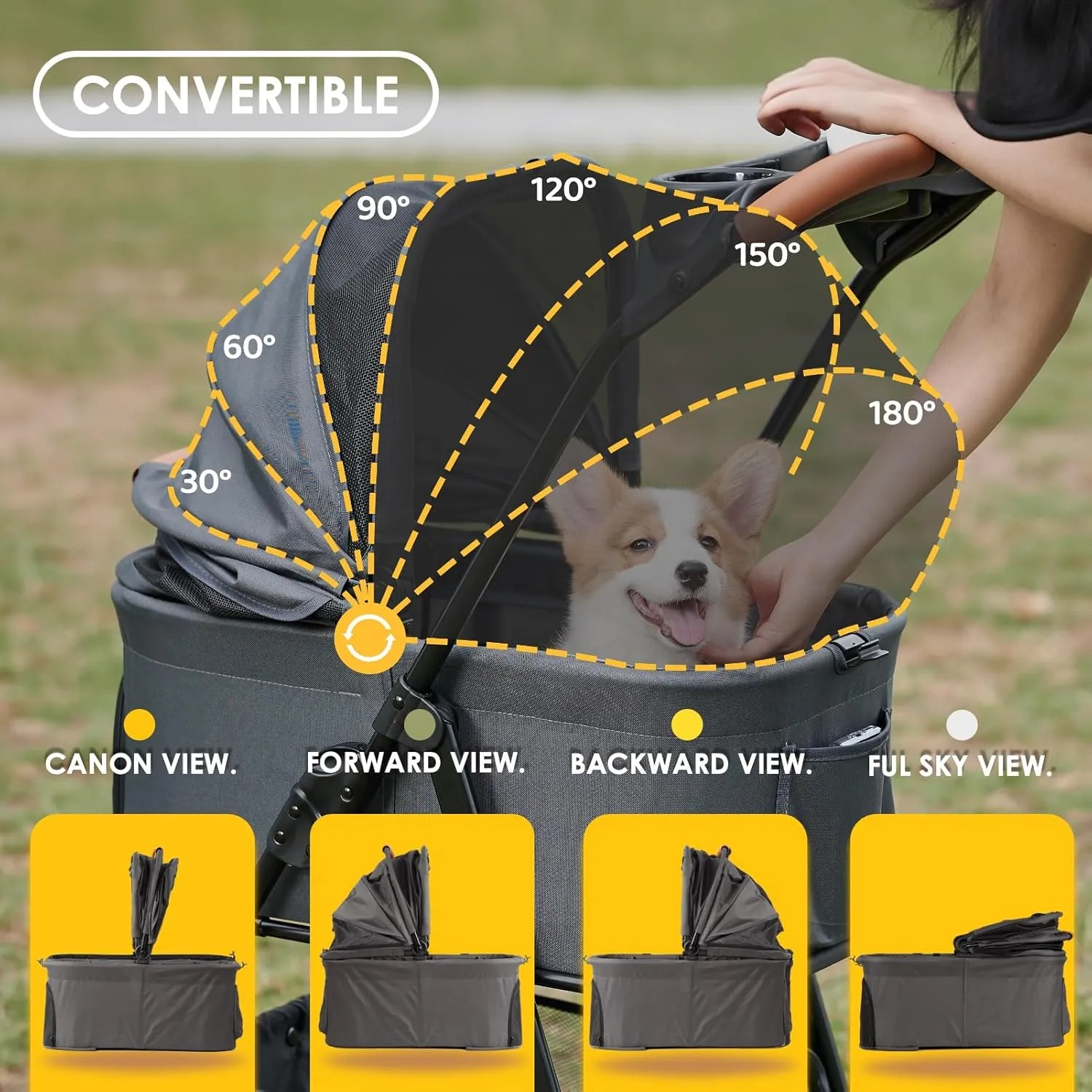 3 in 1 Folding Dog Stroller, Zoosky Pet Stroller for Small/Medium Dogs, Cat Stroller w/Removable Carrier, Car Seat, Sun Shades, Waterproof Small Dog Stroller, All Terrain Cat Stroller for 2 Cats