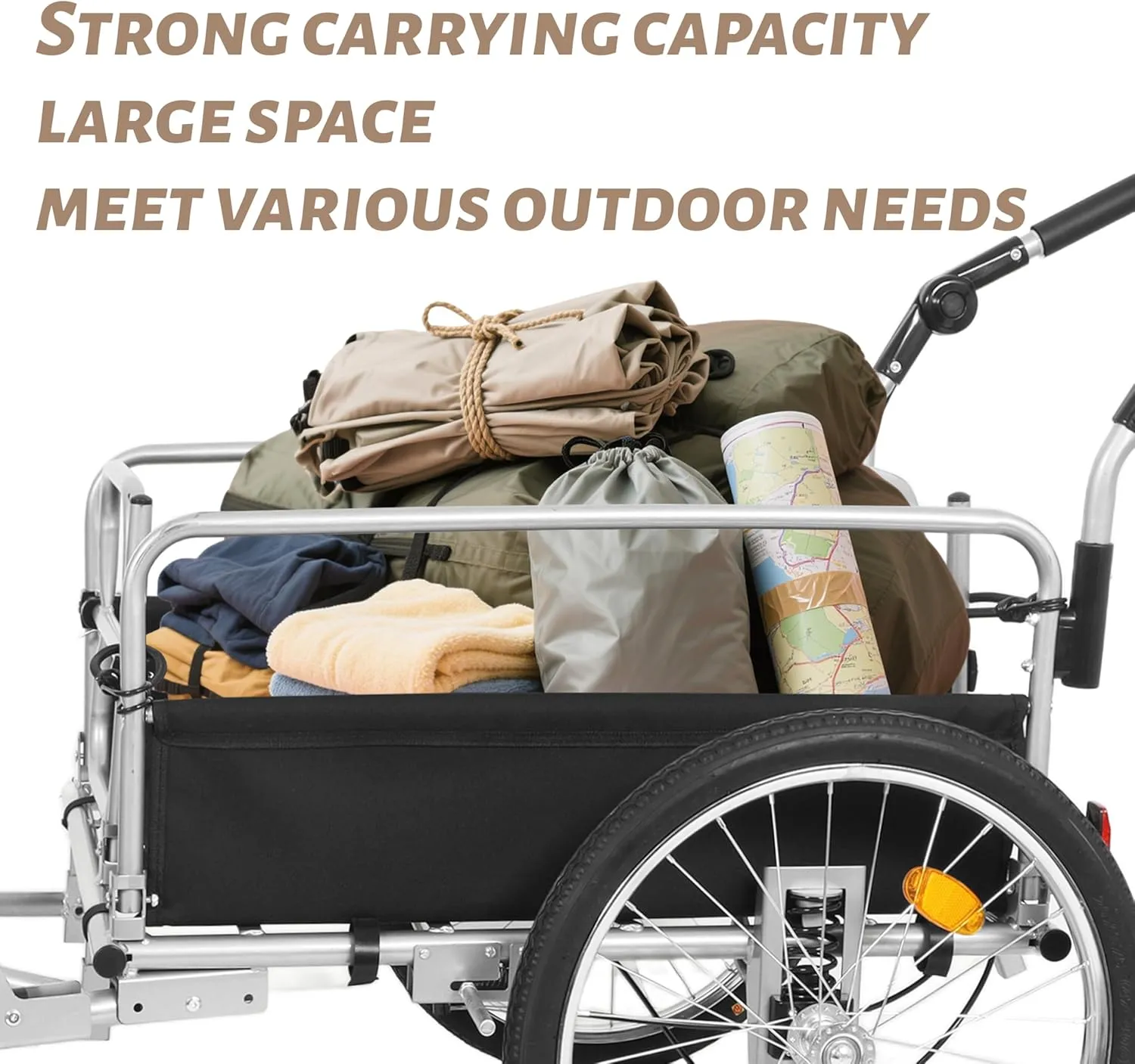 3-in-1 Heavy-Duty Bike Cargo Trailer for E-Bikes | Convertible Steel Frame Stroller & Pull Cart | 110lb Capacity w/Suspension, 20" Wheels & Lockable Brake