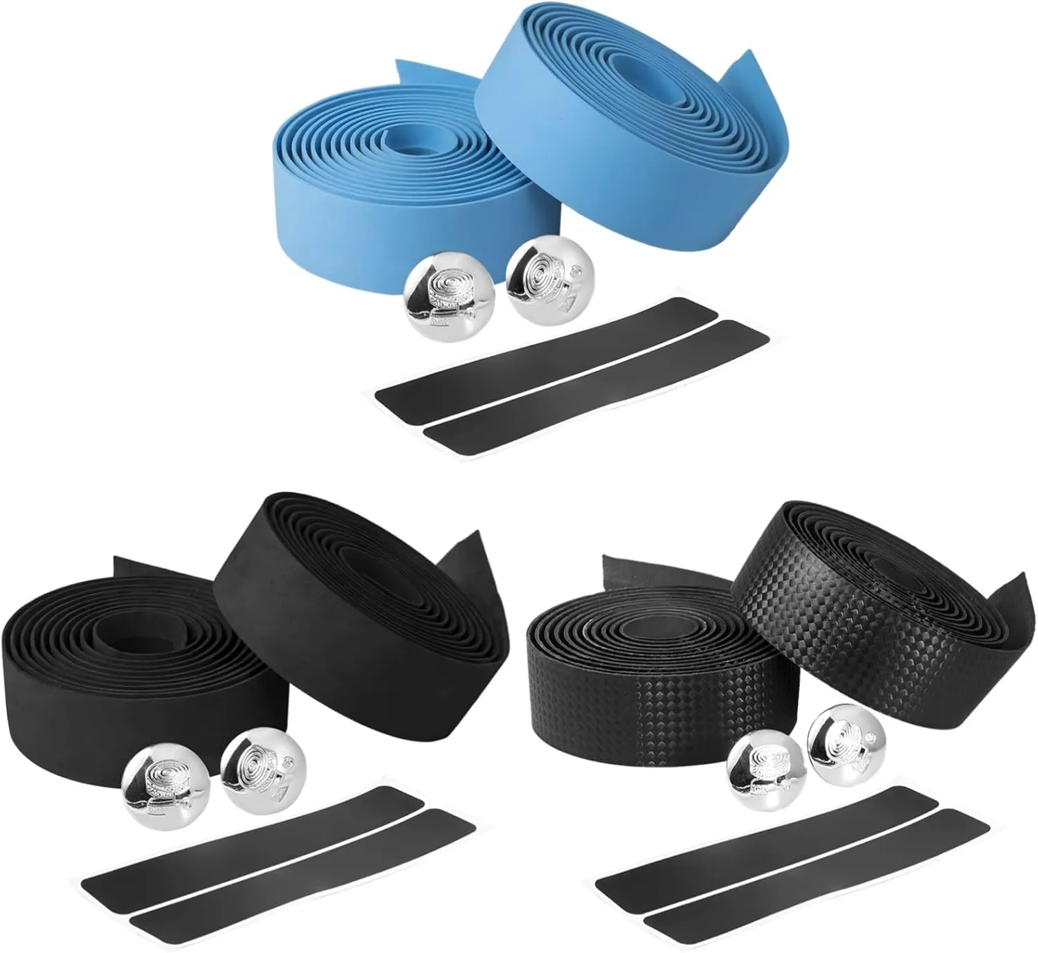 3-Piece Handlebar Wrap Set, Carbon Fiber & Solid Color Grips for Road S – Anti-Slip, Shock-Absorbing, 78.7 X 1.18