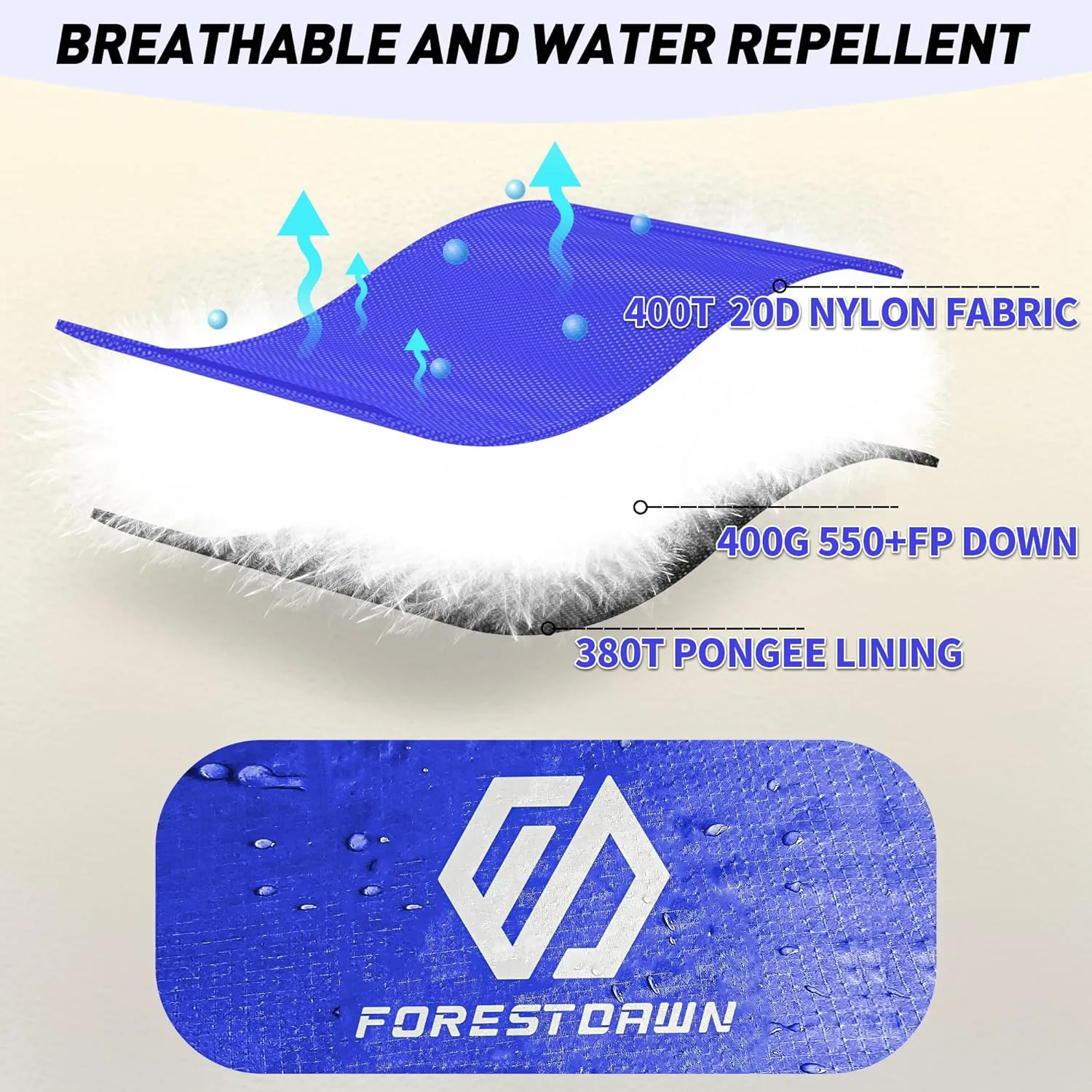 32/15 Degree F Down Sleeping Bag, 550/650 Down Fill Power Cold-Weather Mummy Sleeping Bag for Adults, Ultralight 4 Season Camping, Hiking, Backpacking