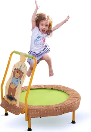 36" Trampoline for Kids with Bouncy Spring-Free Jumping Mat 110LBS Capacity Indoor & Outdoor Toddler Trampoline with Adjustable Handle Bar & Toys, for Boys & Girls