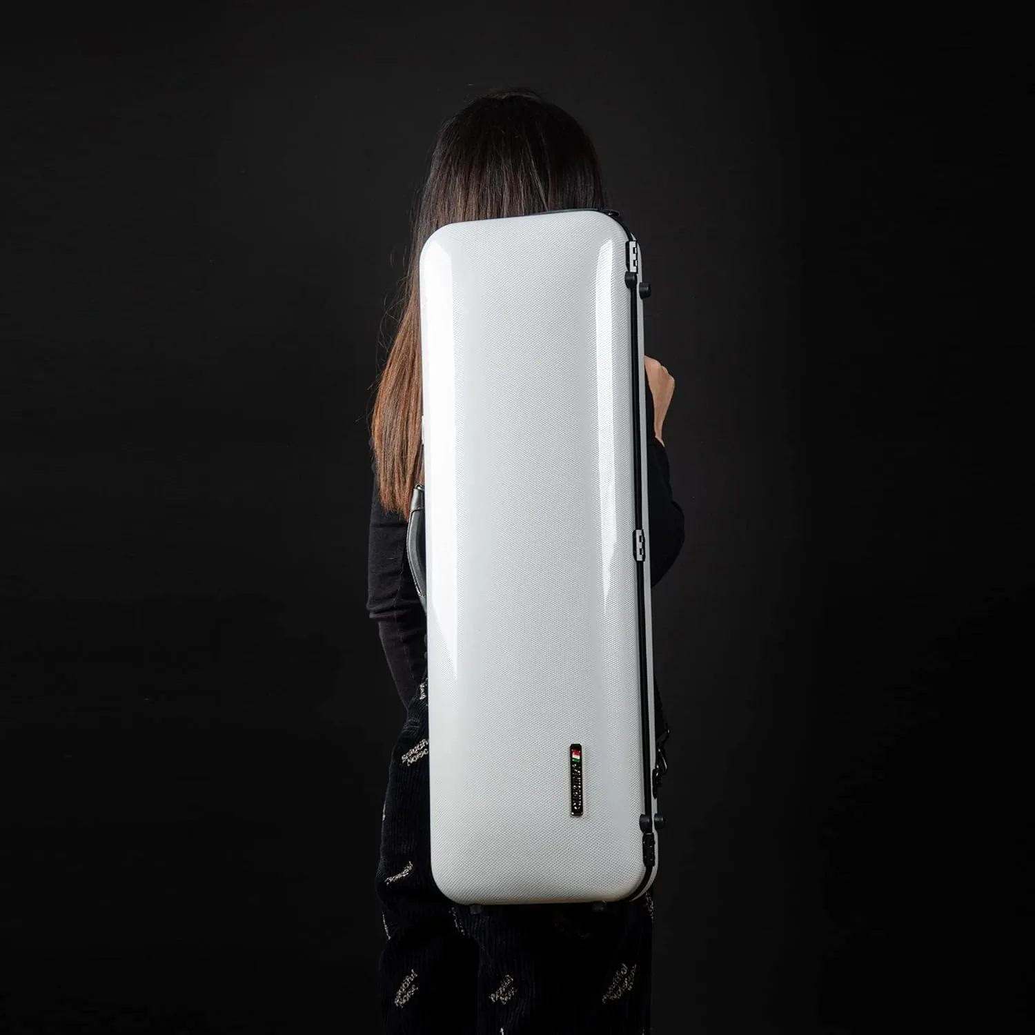 4/4 Full Size Violin case High-Strength Carbon Fiber Rectangular Violin Music Bag With Combination Lock and Extra Bag White Violin Hard Case (VB-Square-WhiteDot spot)