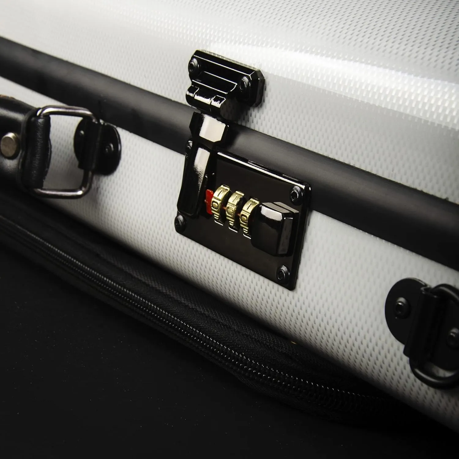 4/4 Full Size Violin case High-Strength Carbon Fiber Rectangular Violin Music Bag With Combination Lock and Extra Bag White Violin Hard Case (VB-Square-WhiteDot spot)