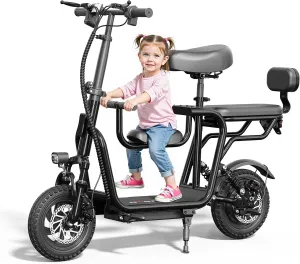 48V Electric Scooter with Seat, Adult Electric Scooters with Adult Seat, 500W Motor Peak 750W, 20 Miles, 18.75mph, Electric Scooter for Adults, Dual Braking System, 14" Tires