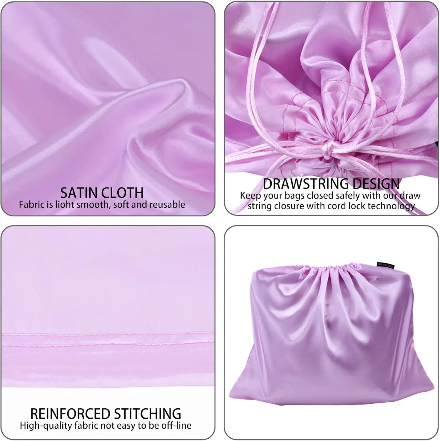 6 Pack Dust Bags for Handbags Silk Dust Cover Bag for Handbags Purses Shoes Boots, Silk Dustproof Drawstring Bag Travel Storage Pouch (Lavender, 23.6 × 19.6 in)