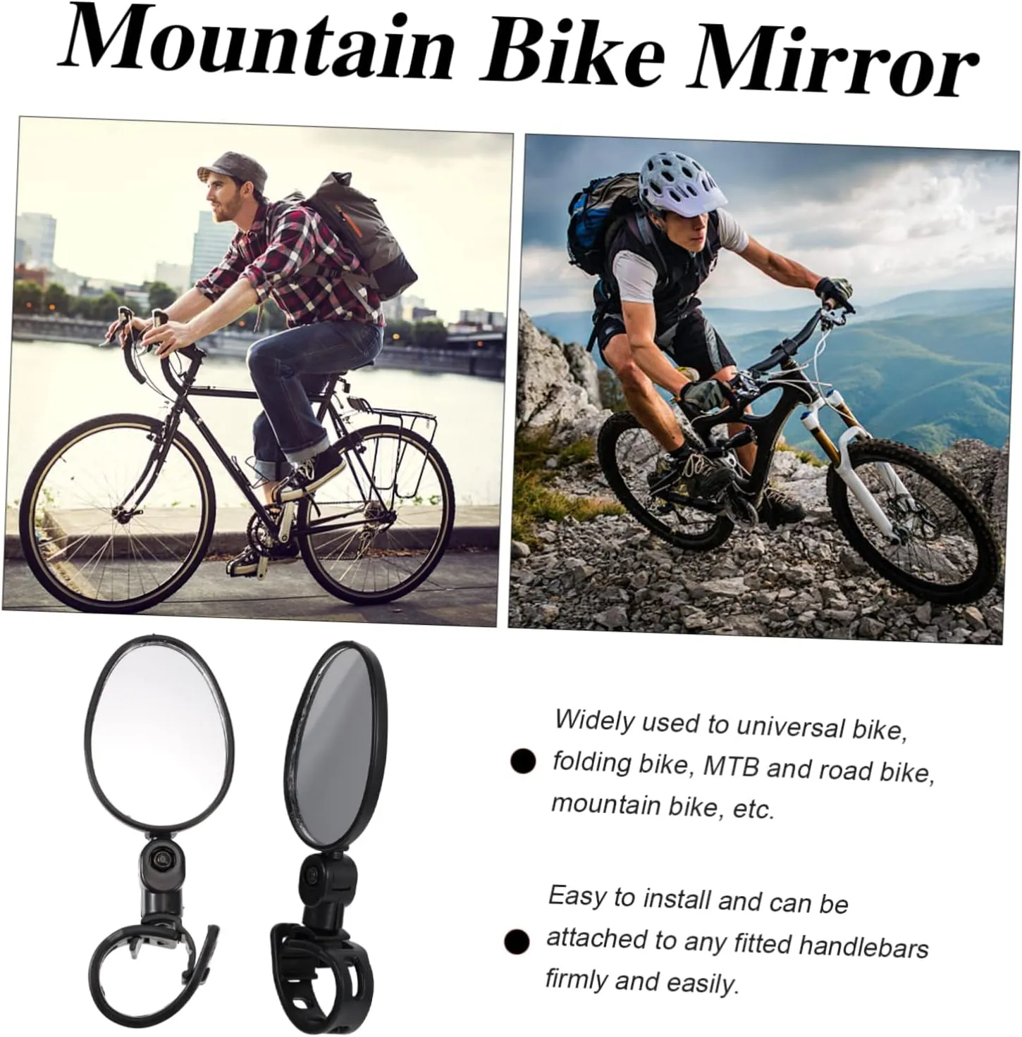 6pcs Handlebar Mirror Cycling Safety Mirrors for Scratch-resistant -fragmentation Easy to Install for Mountain and Road