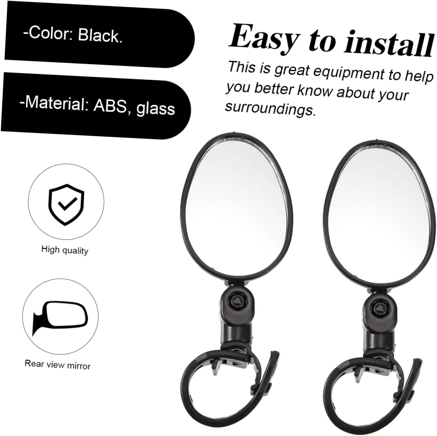 6pcs Handlebar Mirror Cycling Safety Mirrors for Scratch-resistant -fragmentation Easy to Install for Mountain and Road