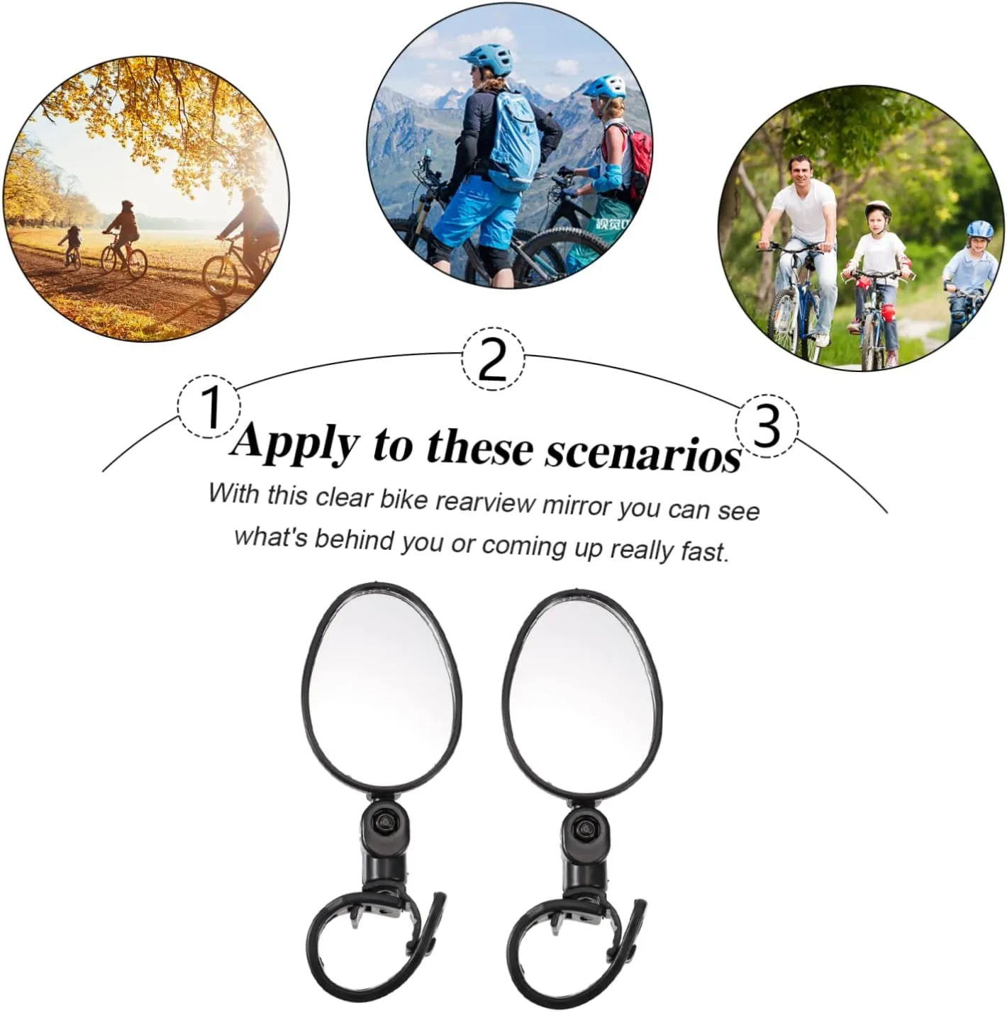 6pcs Handlebar Mirror Cycling Safety Mirrors for Scratch-resistant -fragmentation Easy to Install for Mountain and Road