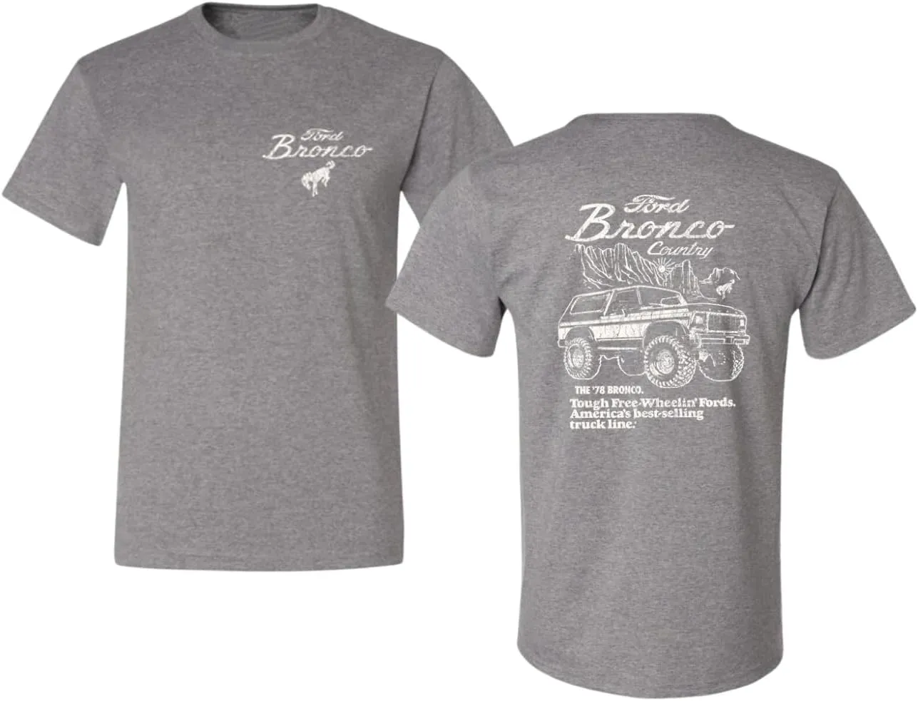 78 Ford Bronco Country Free Wheeling American Truck Cars and Trucks Front and Back Men's T-Shirt