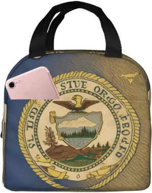 Abstract Oregon State Flag map02 print Lunch Bag, Food Handbags Case, Leakproof Insulated, for Work/Picnic/Beach/Travel