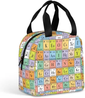 Abstract Periodic Table Insulated Meal Tote Bag Portable Lunch Box Container Food Handbags for Men Women