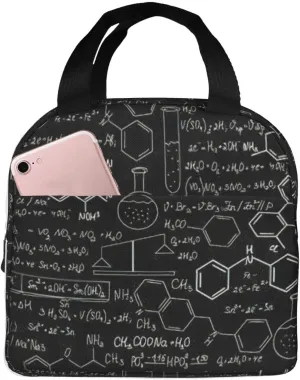 Abstract Science Chemistry Illustration 3D print Lunch Bag, Food Handbags Case, Leakproof Insulated, for Work/Picnic/Beach/Travel