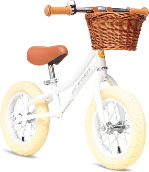 ACEGER 12" Kids Balance Bike with Basket, No Pedal Toddler Bicycle for Early Learning Leg Strength and Steady Balancing, Durable Frame&Tool-Free Adjustable Seat, Gift Bike for 2-5 Kids