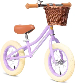ACEGER 12" Kids Balance Bike with Basket, No Pedal Toddler Bicycle for Early Learning Leg Strength and Steady Balancing, Durable Frame&Tool-Free Adjustable Seat, Gift Bike for 2-5 Kids