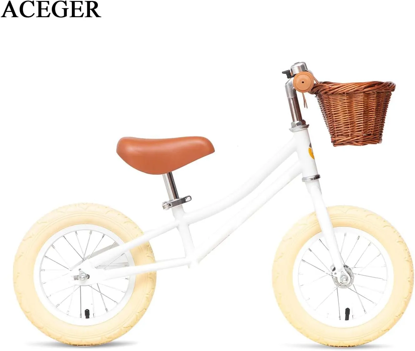 ACEGER 12" Kids Balance Bike with Basket, No Pedal Toddler Bicycle for Early Learning Leg Strength and Steady Balancing, Durable Frame&Tool-Free Adjustable Seat, Gift Bike for 2-5 Kids